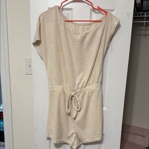 Cream Textured Romper//Beach Cover